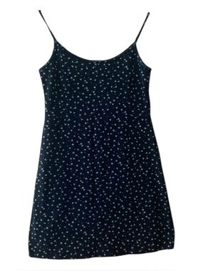 Brandy Melville Black Ditsy Floral Mini Slip Dress Cotton Stretch Y2K 90’s